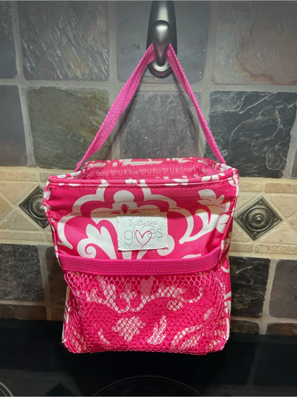 Thirty-one carry all tote with front pocket and strap breast cancer awareness